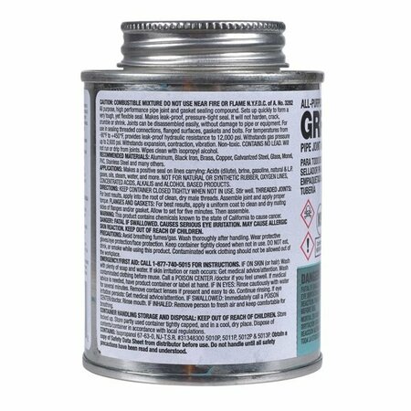 OATEY Hercules GRRIP 15515 Pipe Joint and Gasket Seal, 8 oz Can, Liquid, Paste, Black 5100200